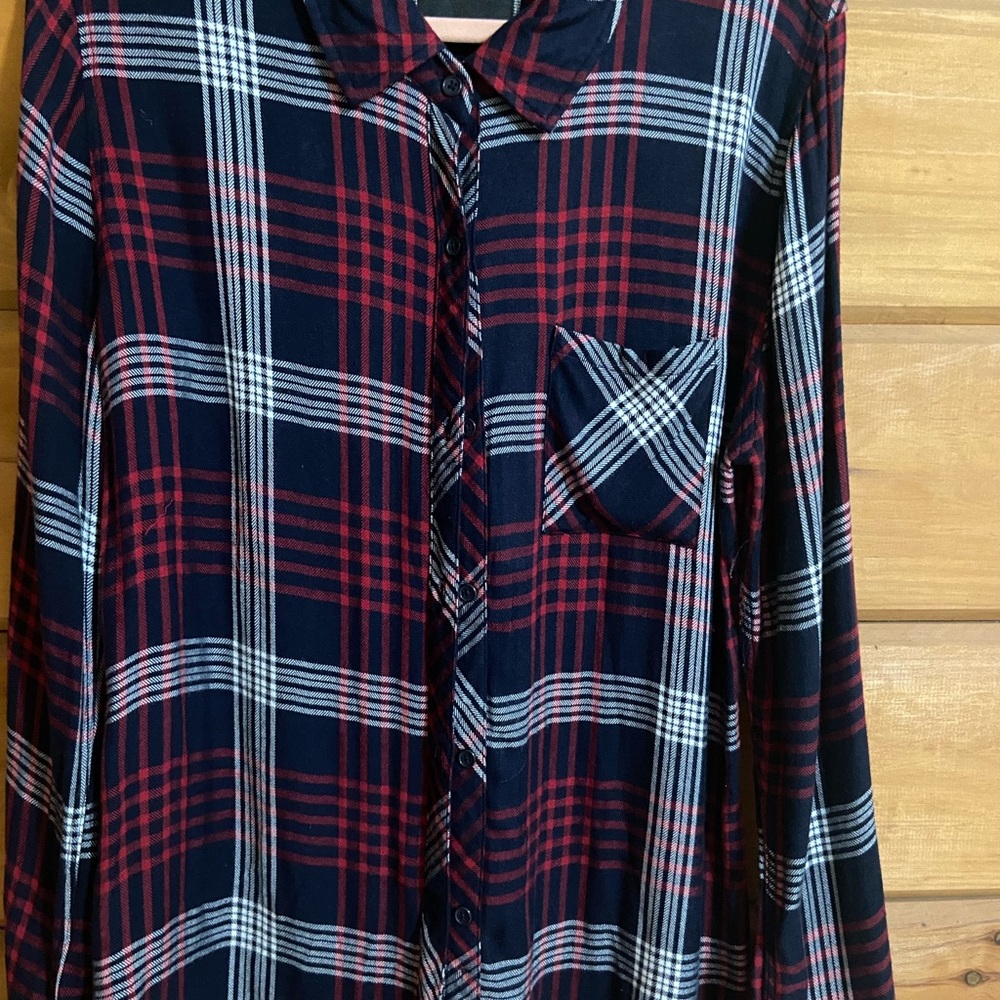 Rails Plaid Button Down Shirt, Dark Navy, Red, Wh… - image 5